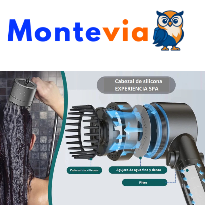 Cabezal de Ducha de Alta Presión con Tecnología de Masaje 5 en 1