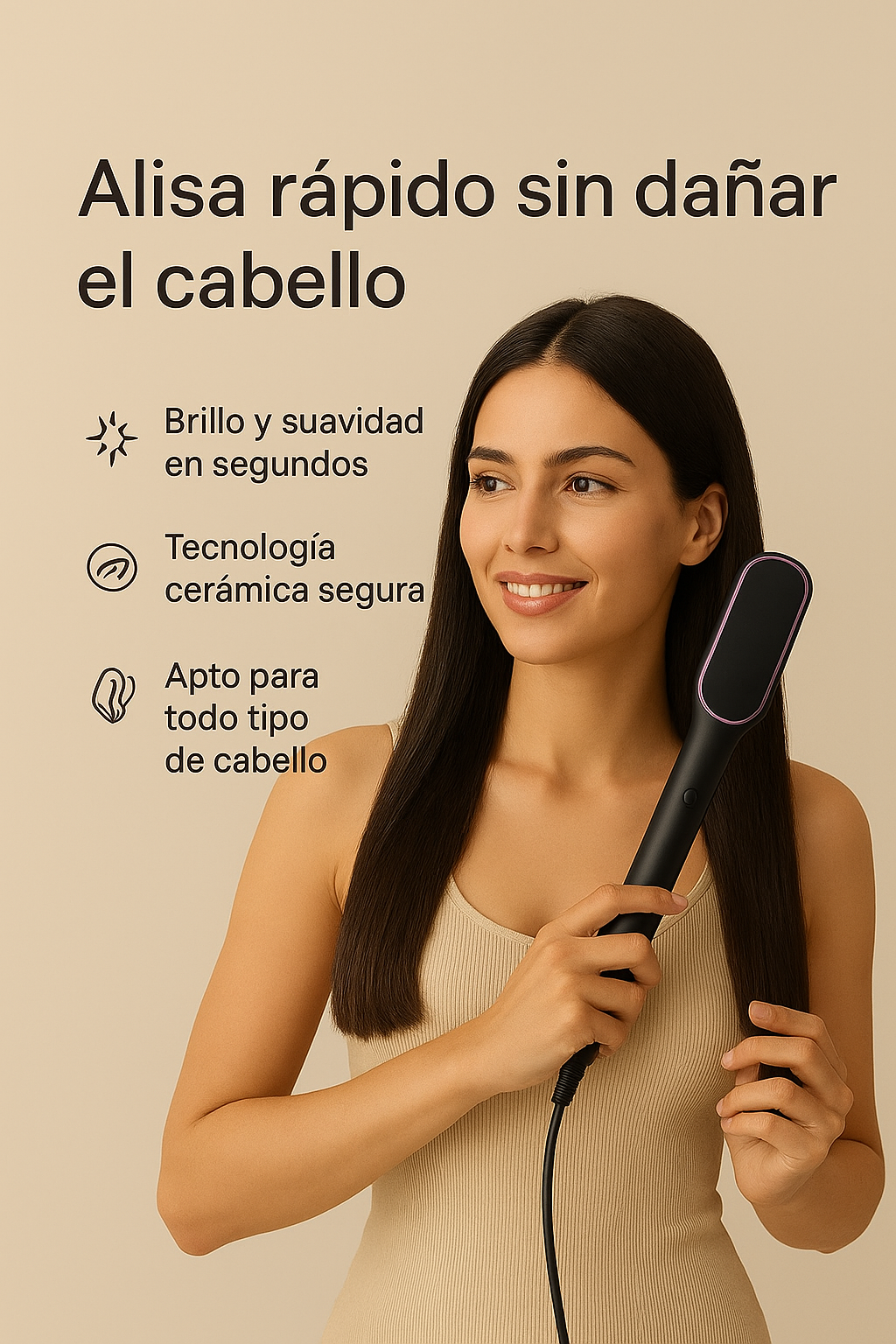 Cepillo Alisador Cerámico Cestrus™ – Cabello liso y brillante en segundos